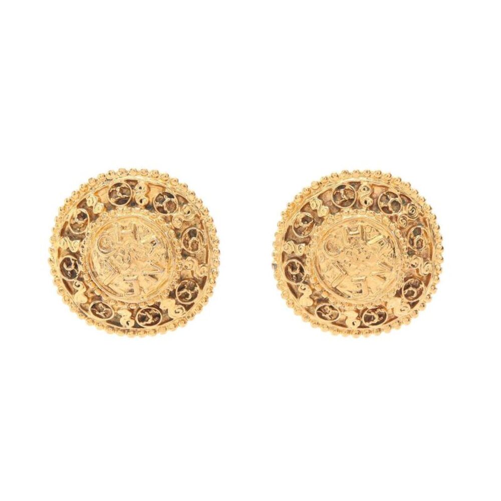 CHANEL Coco Mark Round Earrings
